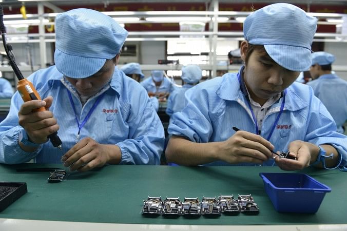 Workers at a China industry