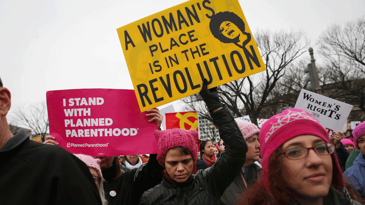 Protesters march during the Women`s March on Washington on January 21, 2017 in Washington, DC. Large crowds are attending the anti-Trump rally a day after U.S. President Donald Trump was sworn in as the 45th U.S. president. Photo: AFP