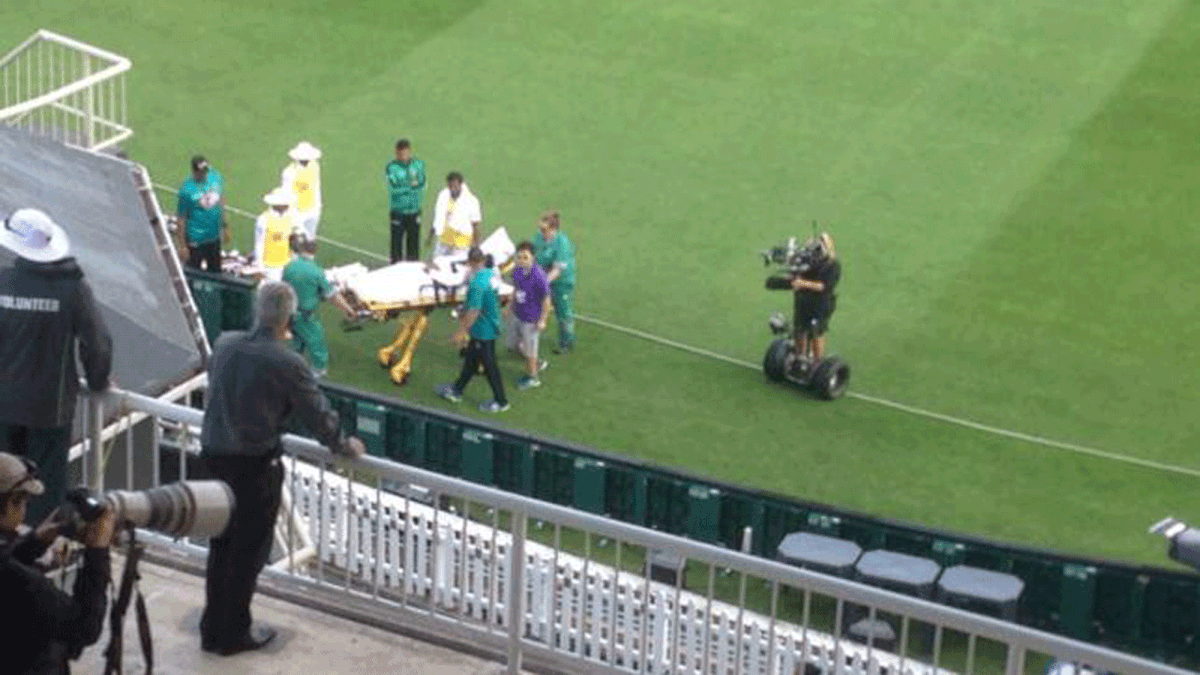 Imrul Kayes carried off the field after suffering injury. Photo: Prothom Alo