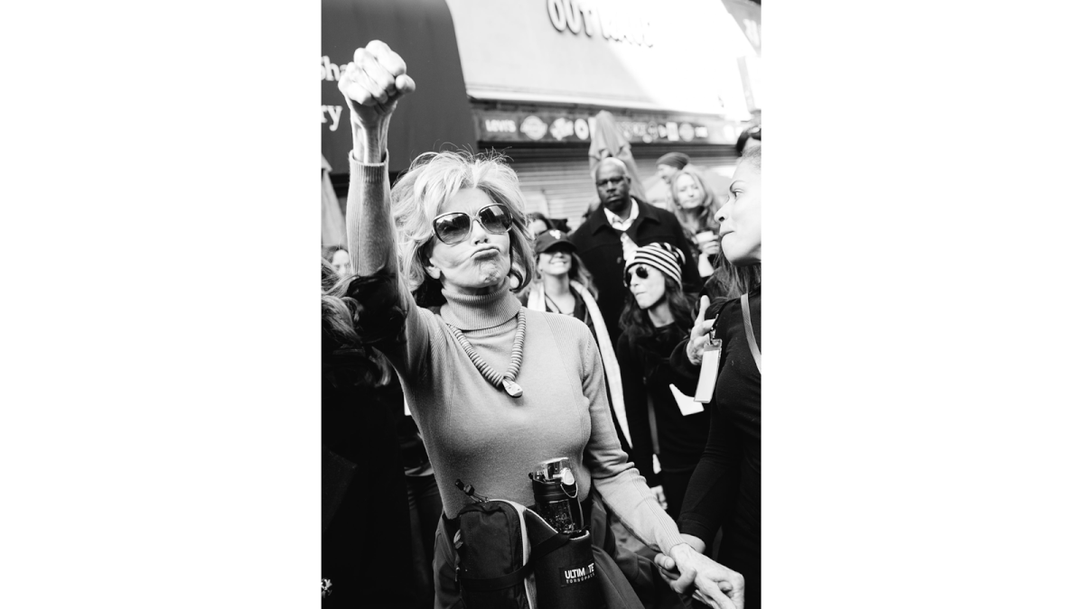 Actress Jane Fonda attends the women`s march in Los Angeles on January 21, 2017 in Los Angeles, California. Photo: AFP