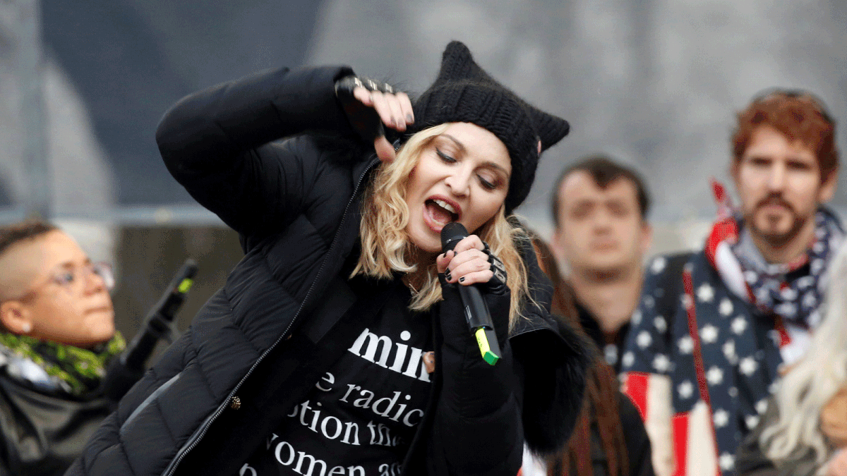 Madonna performs at the Women`s March in Washington U.S., January 21, 2017. Photo: Reuters