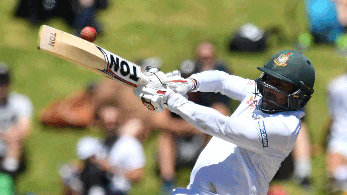 Imrul Kayes bats during day five of the first Test between New Zealand and Bangladesh at the Basin Reserve in Wellington on January 16, 2017. AFP