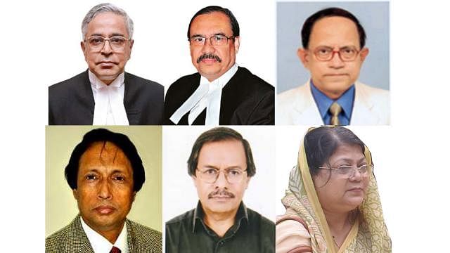 Top: (L-R): Syed Mahmud Hossain, Obaidul Hassan, Masud Ahmed. Bottom (L-R): Muhammed Sadique,  Syed Manzoorul Islam, and Shireen Akhter