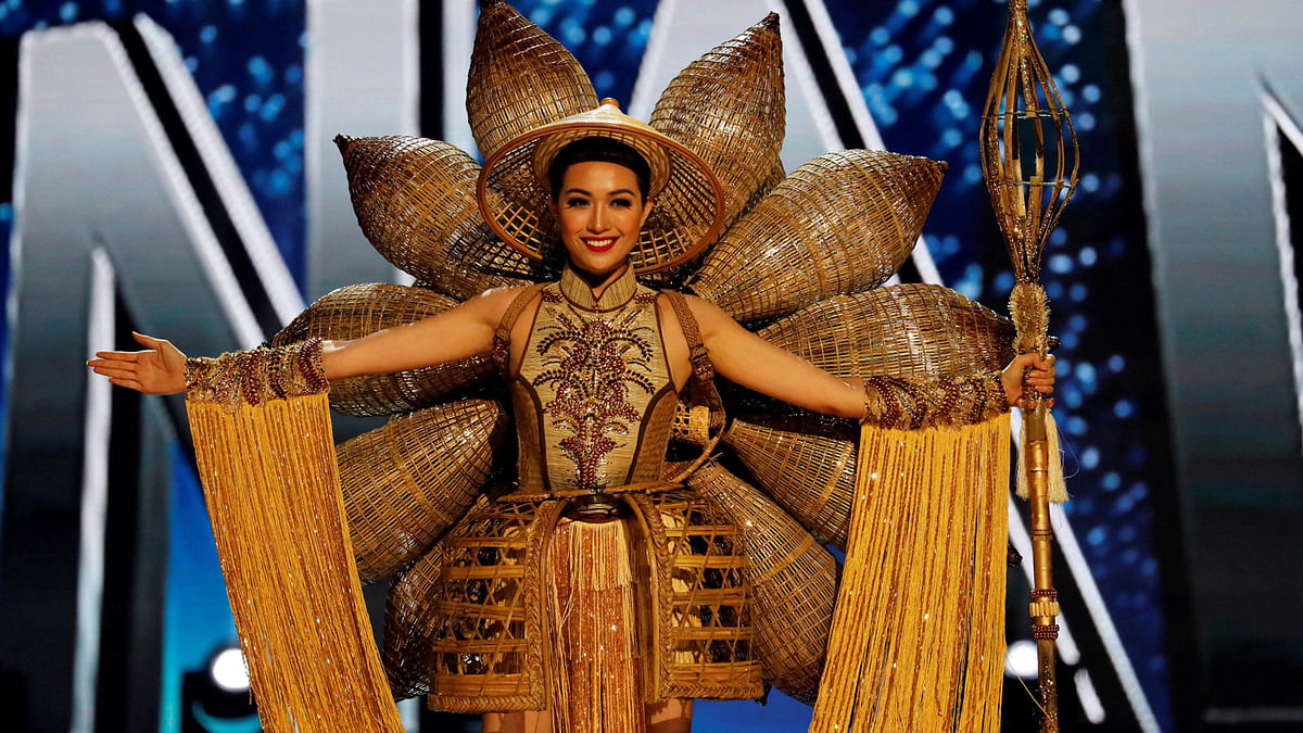 Miss Universe candidate from Vietnam Le Hang competes during a national costume preliminary competition in Pasay, Metro Manila. Reuters