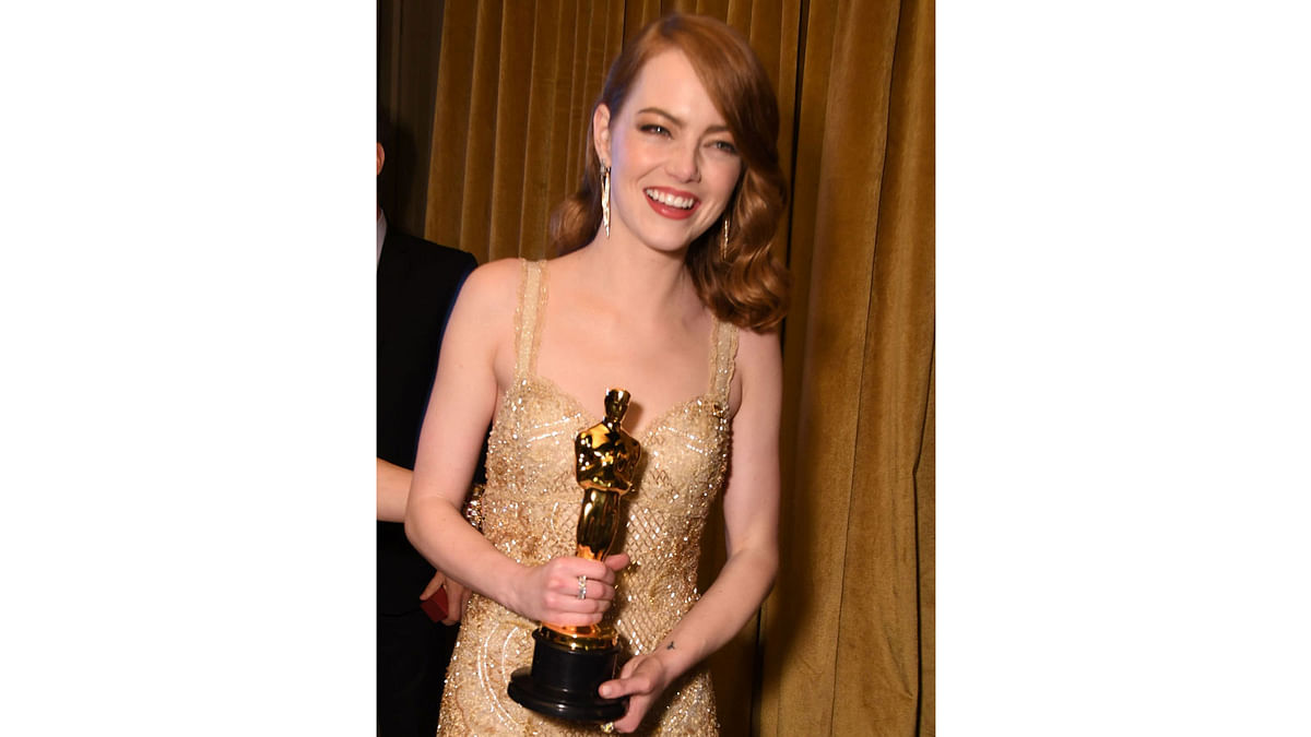 Winner for Best Actress `La La Land` Emma Stone attends the 89h Annual Academy Awards Governors Ball in Hollywood, California, on February 26, 2017. Photo: AFP