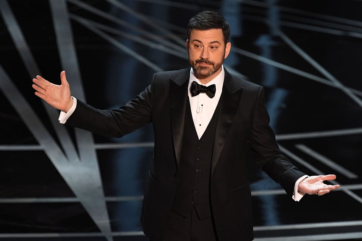 Host Jimmy Kimmel delivers a speech on stage at the 89th Oscars on February 26, 2017 in Hollywood, California. AFP