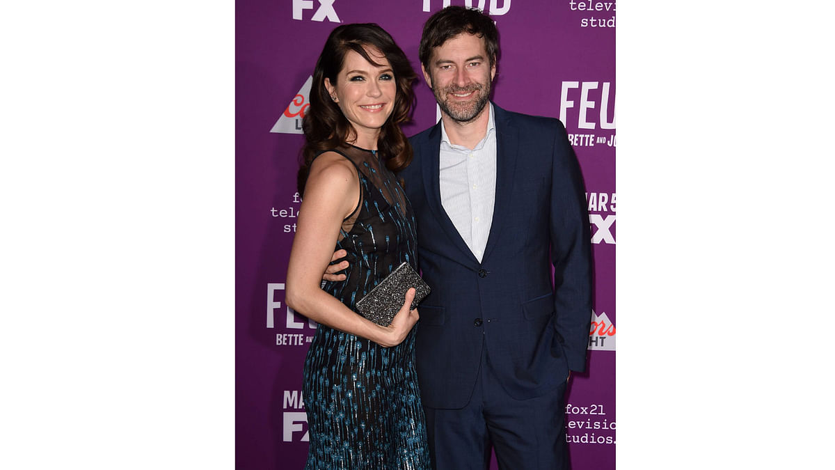 Actors Katie Aselton and Mark Duplass (R) attend the red carpet event for FX`s television series `Feud: Bette and Joan,` March 1, 2017 at the TCL Chinese Theatre in Hollywood, California. Photo: AFP
