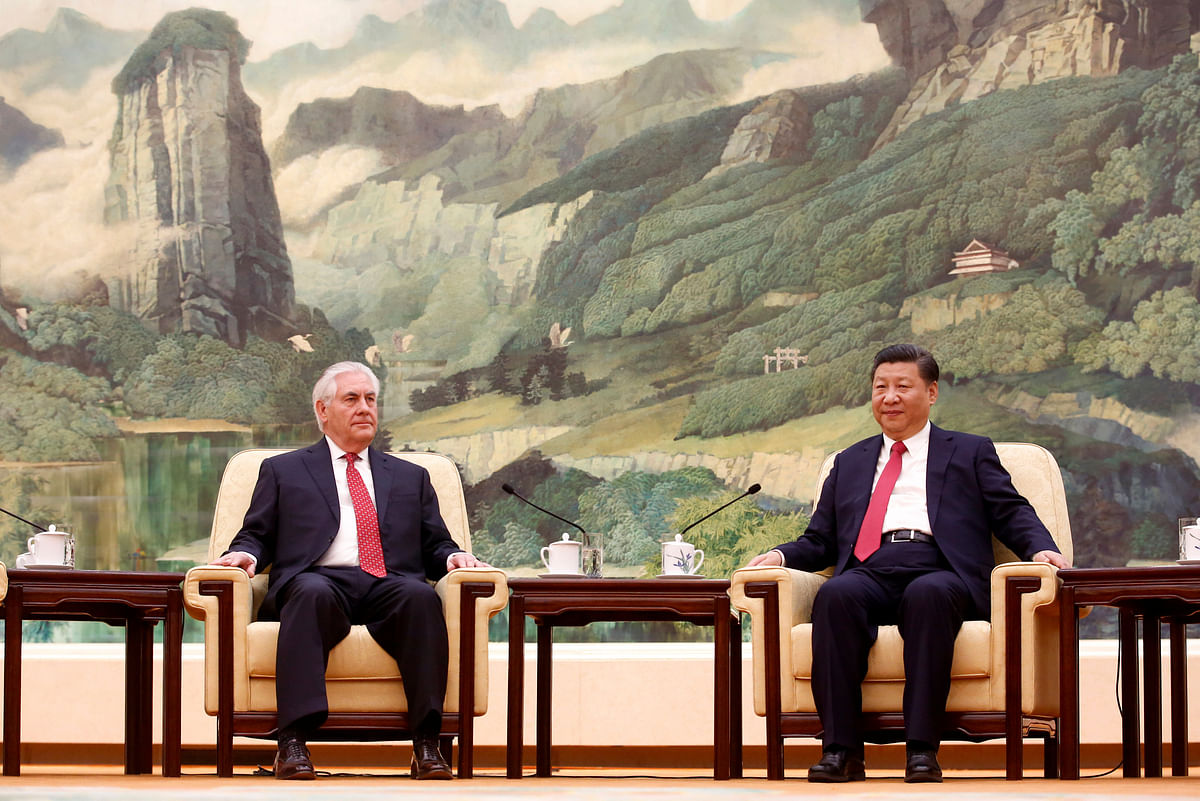 China's President Xi Jinping meets U.S. State of Secretary, Rex Tillerson at the Great Hall of the People in Beijing. Reuters