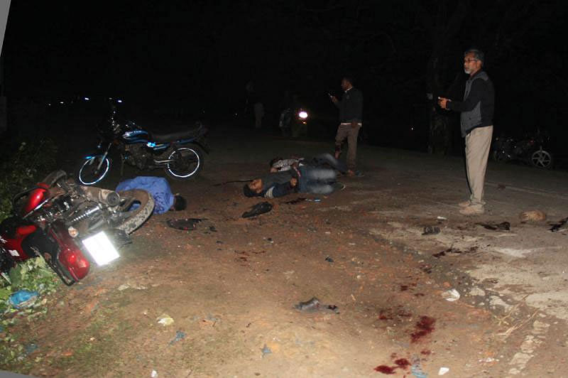 A man injured in a blast near Atia Mahal lying on the ground. Photo: Anis Mahmud