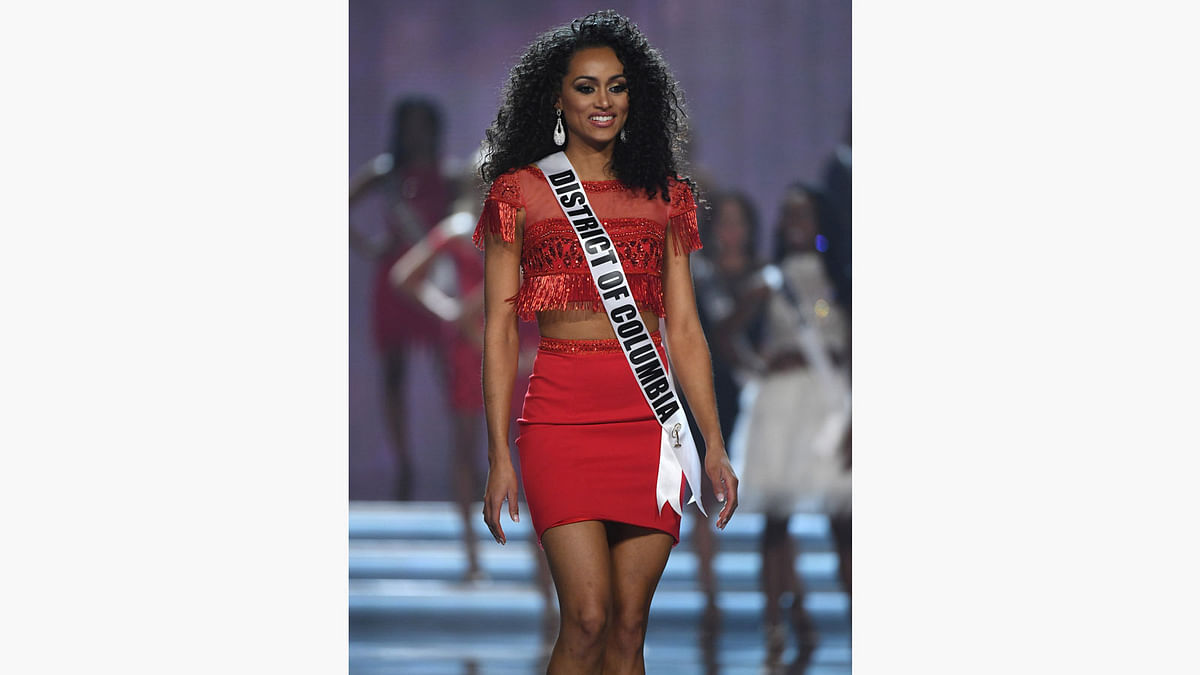Miss District of Columbia USA 2016 Kara McCullough is named a top 10 finalist during the 2017 Miss USA pageant at the Mandalay Bay Events Center on May 14, 2017 in Las Vegas, Nevada. Photo: AFP