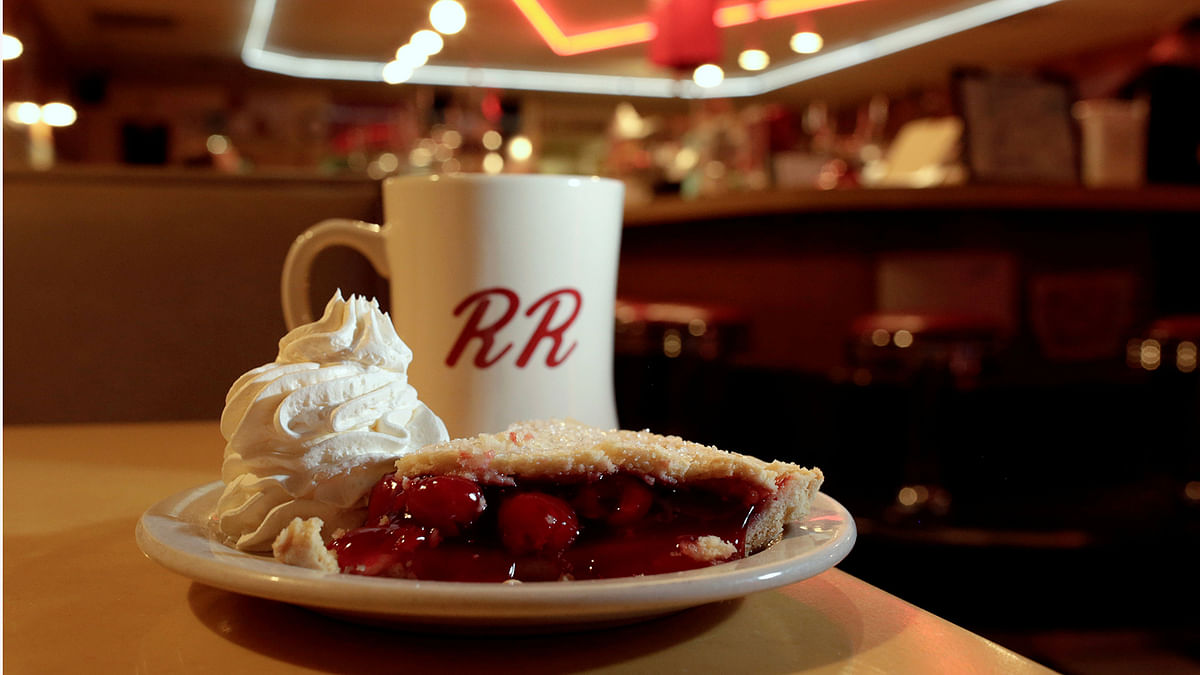 A slice of cherry pie is pictured at Twede`s Cafe, the location of the Double R Diner in the `Twin Peaks` television series, in North Bend, Washington, U.S. May 15, 2017. Photo: Reuters