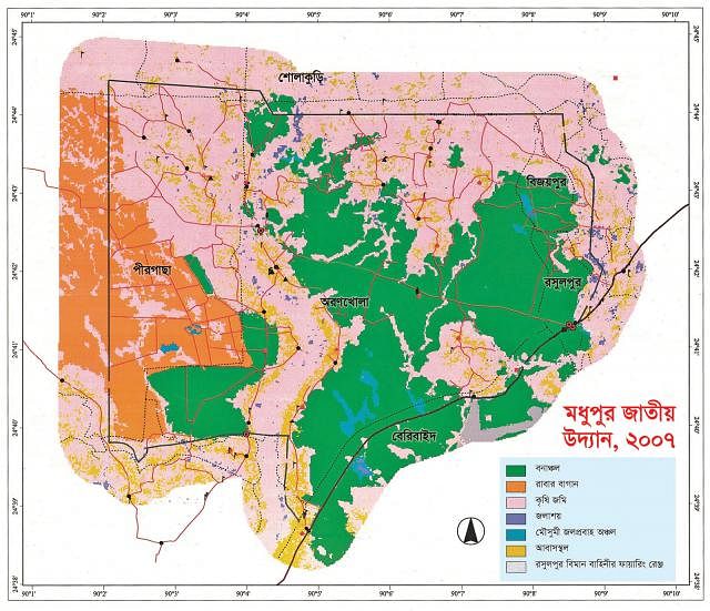 Satellite picture of Madhupur National Park, 2007. Photo credit: The Swiss Seismological Service (SED)