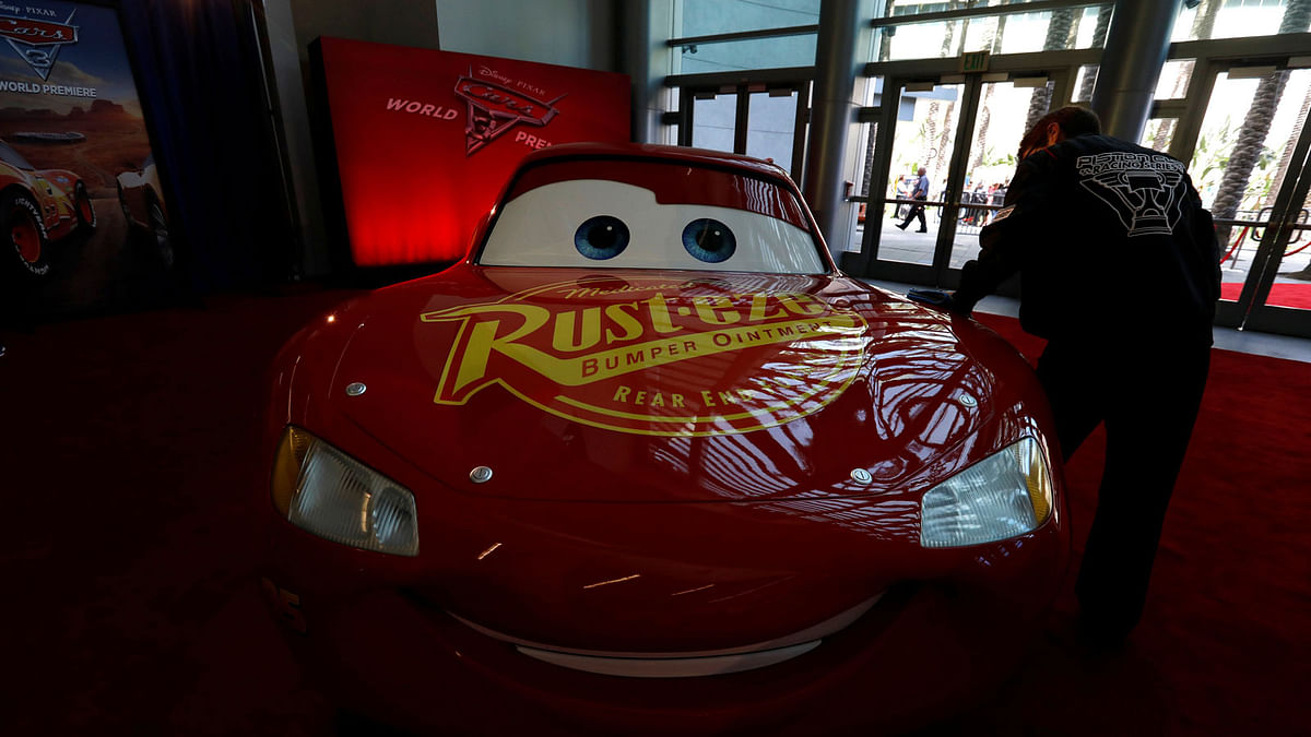A Lightning McQueen vehicle is pictured at the premiere of `Cars 3` at the convention center in Anaheim, California US, June 10, 2017. Photo: Reuters