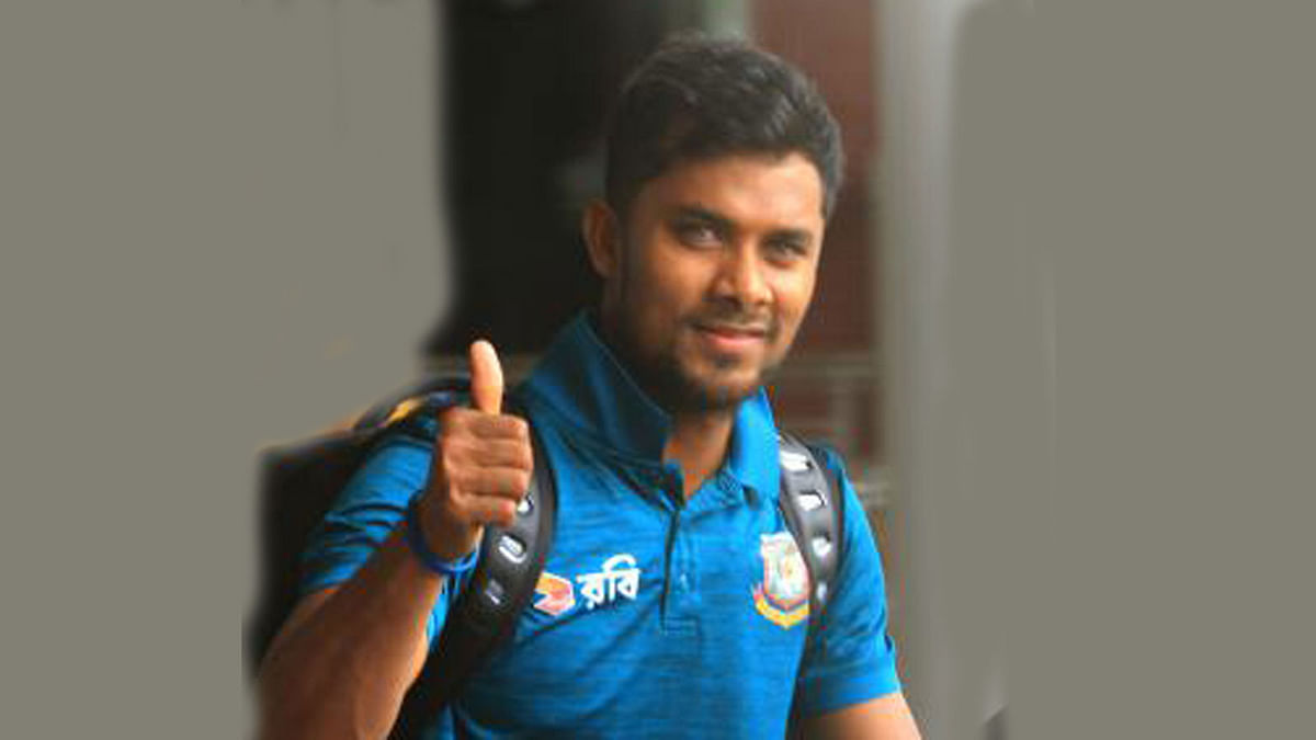 Young batsman Sabbir Rahman shows a thumbs up. Photo: Shamsul Haque