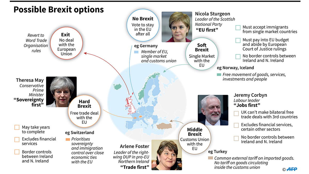 Pros and cons of possible models for a post-Brexit relationship between the UK and the EU. AFP
