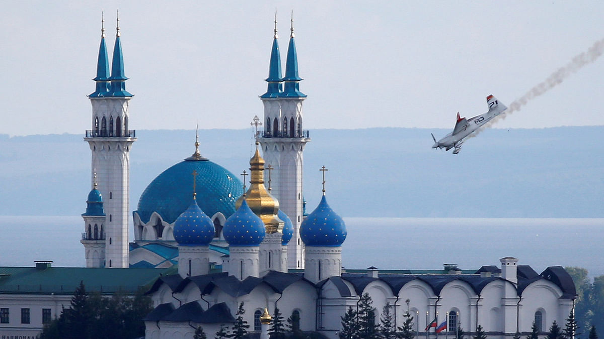 Dolderer of Germany performs during the qualifying session of the Red Bull Air Race World Championship in Kazan. Reuters