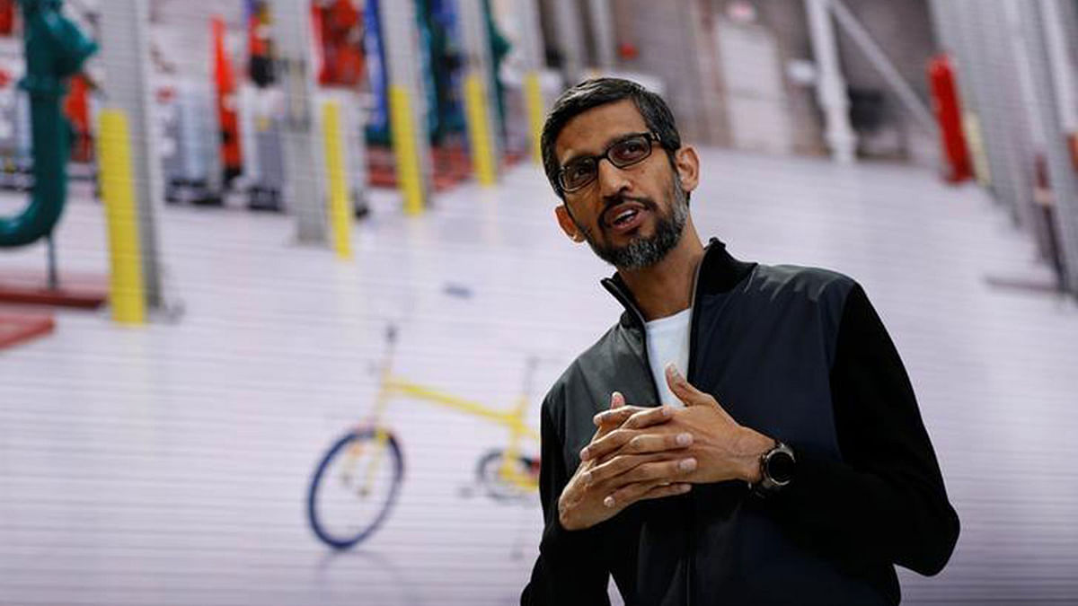 Google CEO Sundar Pichai speaks on stage during the annual Google I/O developers conference in San Jose, California, US. Reuters file photo
