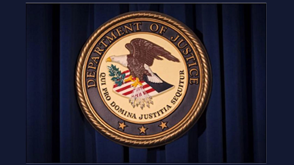 The Department of Justice (DOJ) logo is pictured on a wall in New York, United States, 5 December, 2013. Photo: Reuters
