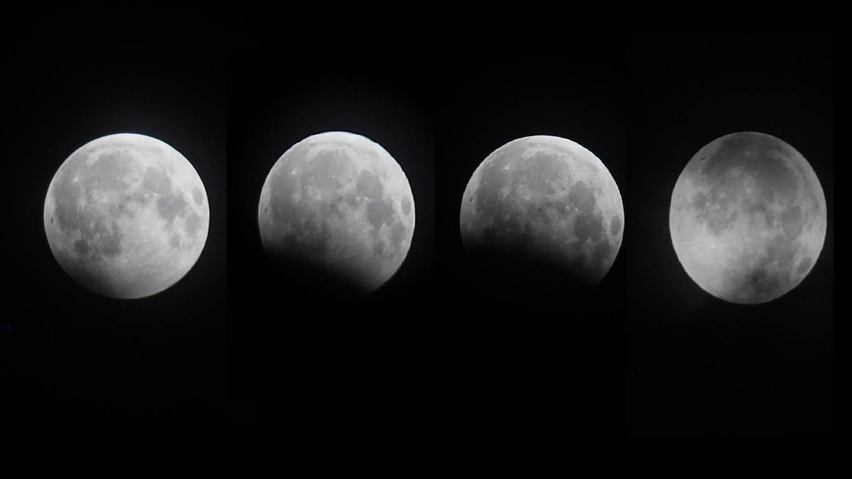 Partial lunar eclipse was witnessed in different parts of the country on Monday evening. Saddam Hossain photographed a few scenes from Bastohara Colony area in Khulna.