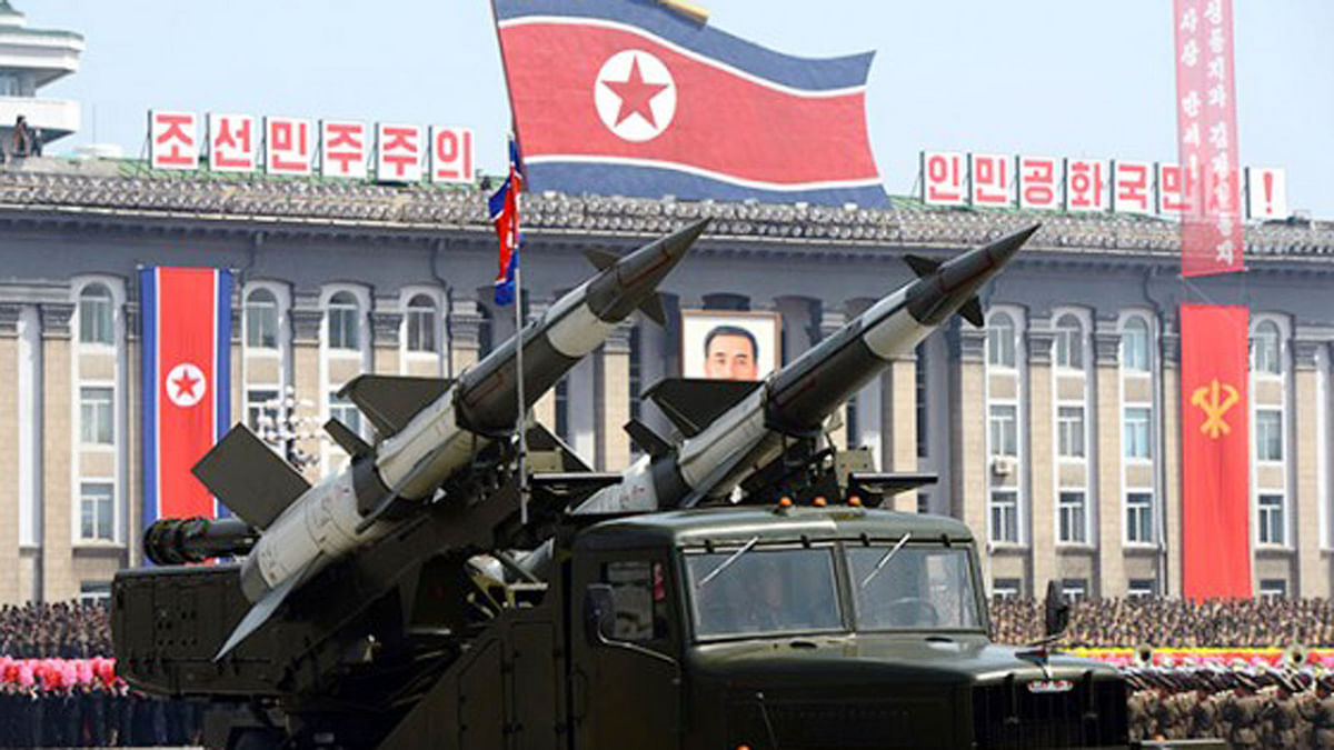 North Korea displays missiles during a military parade. Photo: AFP