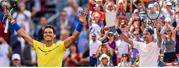 Rafael Nadal of Spain (L) and Roger Federer of Switzerland ®. Photo: AFP