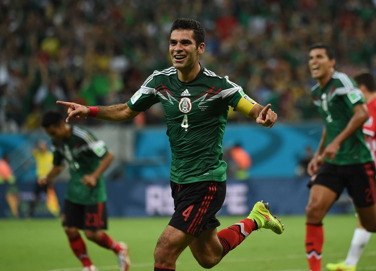Mexico’s defender Rafael Marquez celebrating after scoring during a Group A football match between Croatia and Mexico at the Pernambuco Arena in Recife during the 2014 FIFA World Cup. AFP file photo