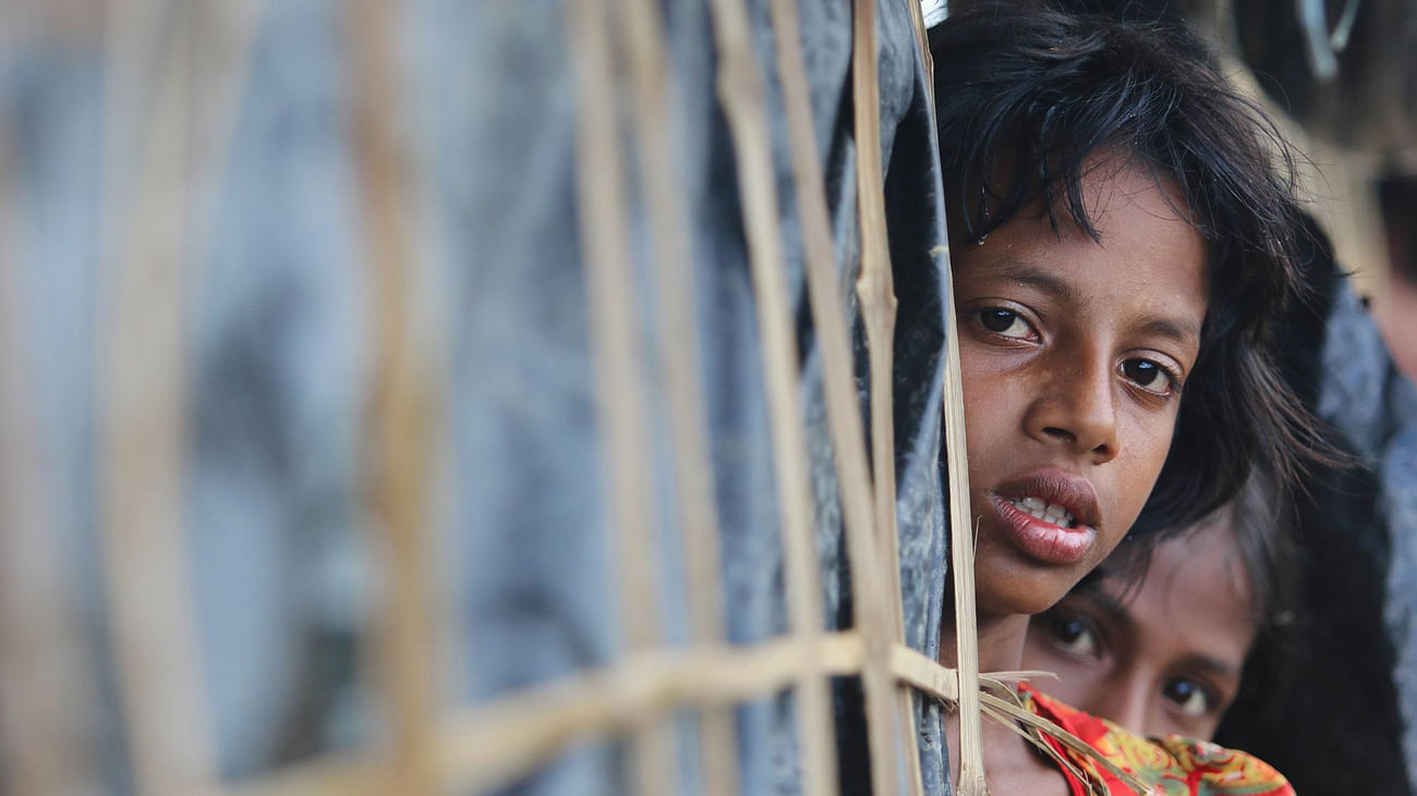 Suffering etched on the faces of little Rohingya children driven from their country. Picture taken at the Balukhali camp. 