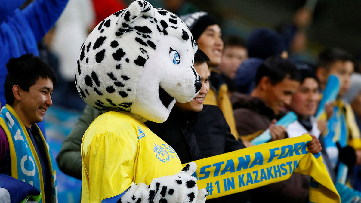 Astana fan in fancy dress before the match - Astana vs Slavia Prague - of Europa League in Astana Arena, Astana, Kazakhstan on 28 September 2017. Photo: REUTERS