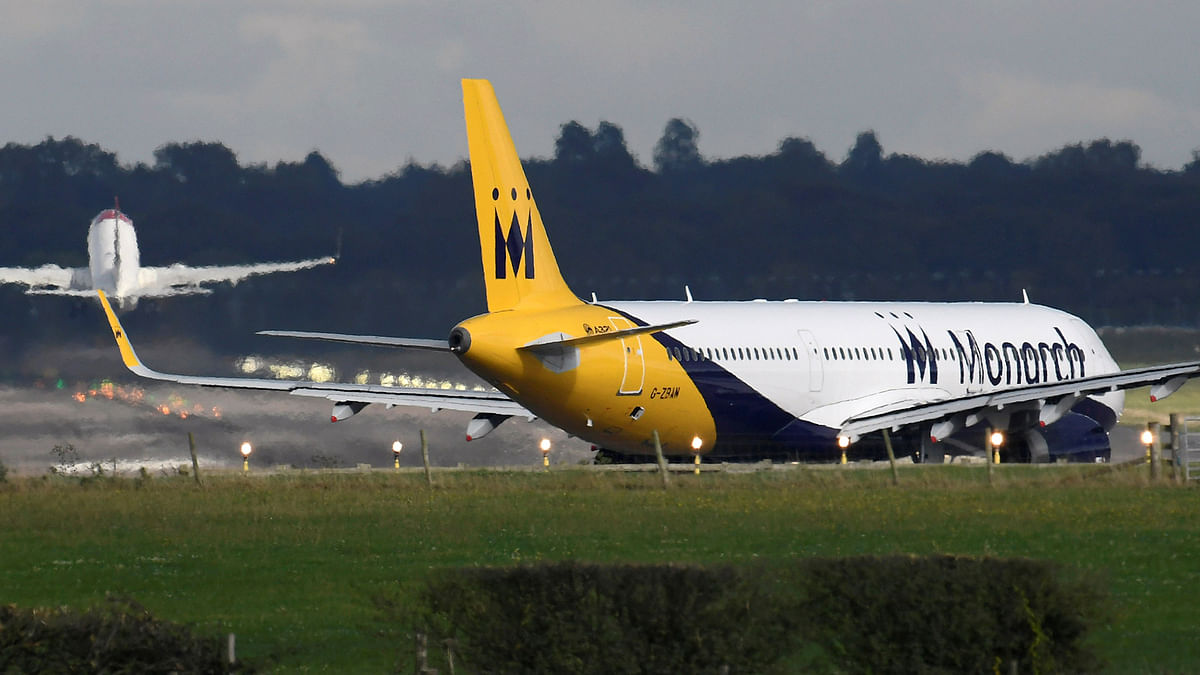 A Monarch Airlines passenger aircraft preparing for take off from Gatwick Airport in southern England. Reuters file photo