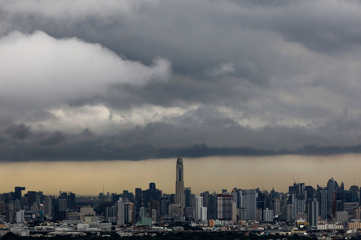 Rain clouds gather over central Bangkok, Thailand, 2 October 2017. Reuters