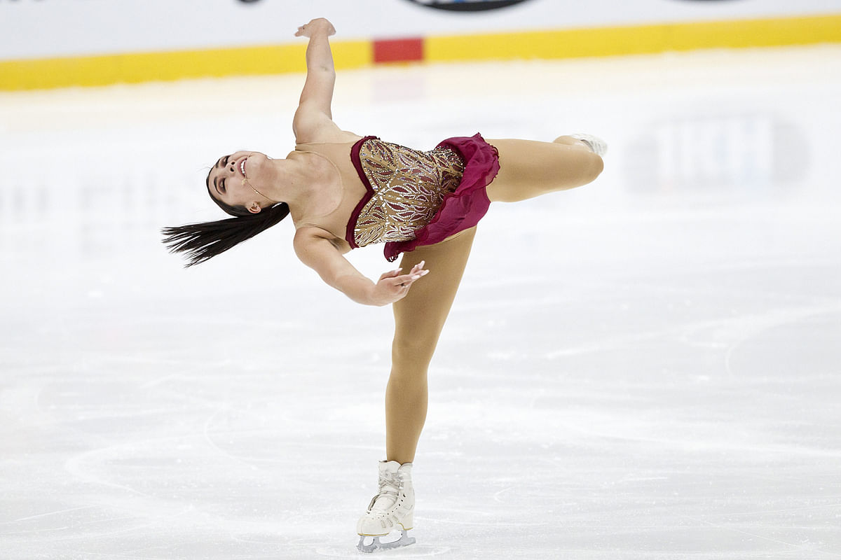 Gabrielle Daleman of Canada her routine during the ladies` free skating event of the Finlandia Trophy international figure skating competition in Espoo, Finland on 8 October, 2017. Photo: AFP