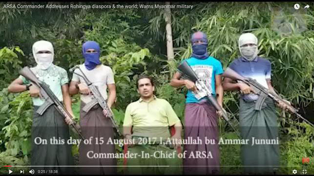 The photo was taken from a video of ARSA “commander-in-chief” Ataullah abu Ammar Jununi on 15 August.