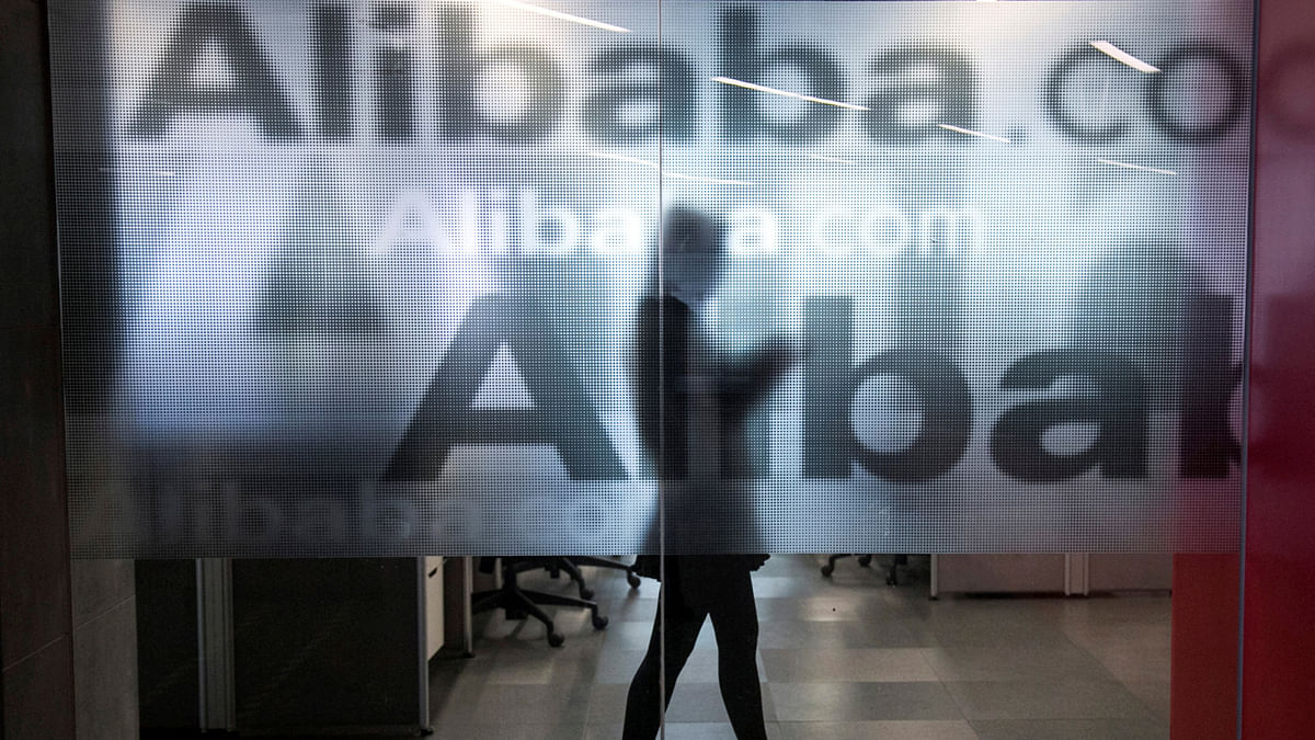 A logo of Alibaba at the company`s headquarters on the outskirts of Hangzhou, Zhejiang province, April 23, 2014. Reuters