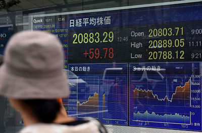 Global shares scale new highs, dollar falls