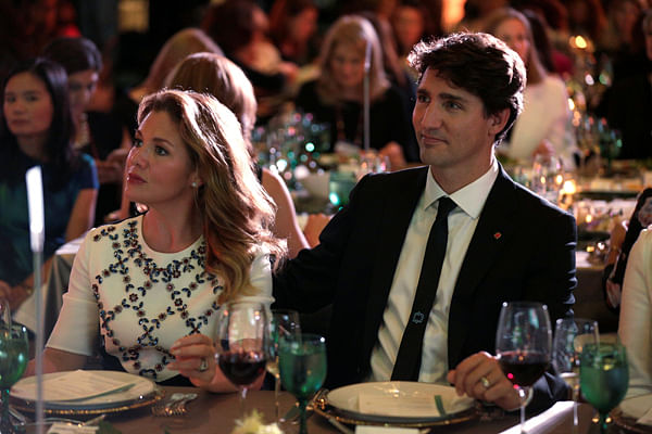 Canadian prime minister Justin Trudeau and his wife Sophie sit together at the 2017 Fortune magazine’s “Most Powerful Women” summit in Washington, US 10 October 2017. Photo: Reuters