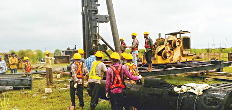 Experimental piling for Rampal coal-fired power plant construction