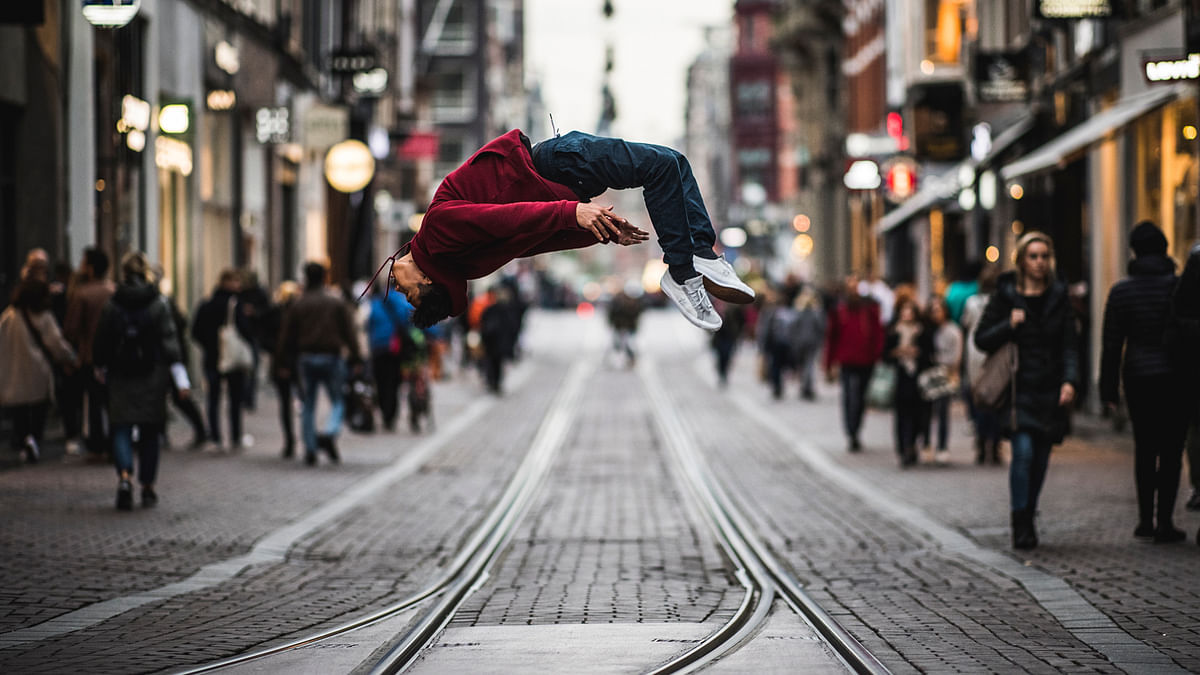 BBoy Willy from France posing for a portrait shot in the streets of Amsterdam, Netherlands on 1 November 2017. Photo : Reuters