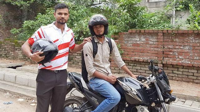 Cricketer Mashrafe Bin Mortaza has taken the first MOTO ride in the city on Tuesday morning. Photo: Prothom Alo