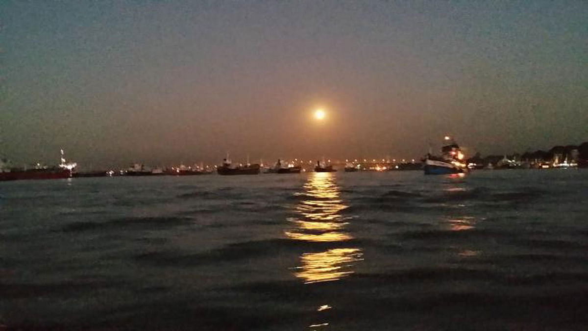 A full moon shines on the Karnaphuli river on 3 November. Photo: Mohammad Morshed Hossain