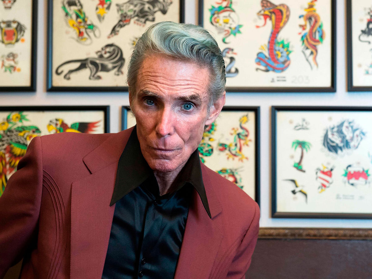 Mark Mahoney, Johnny Hallyday`s Tattoo artist, poses for AFP at the Shamrock Social Club on 6 December, 2017, in West Hollywood, California. Photo: AFP