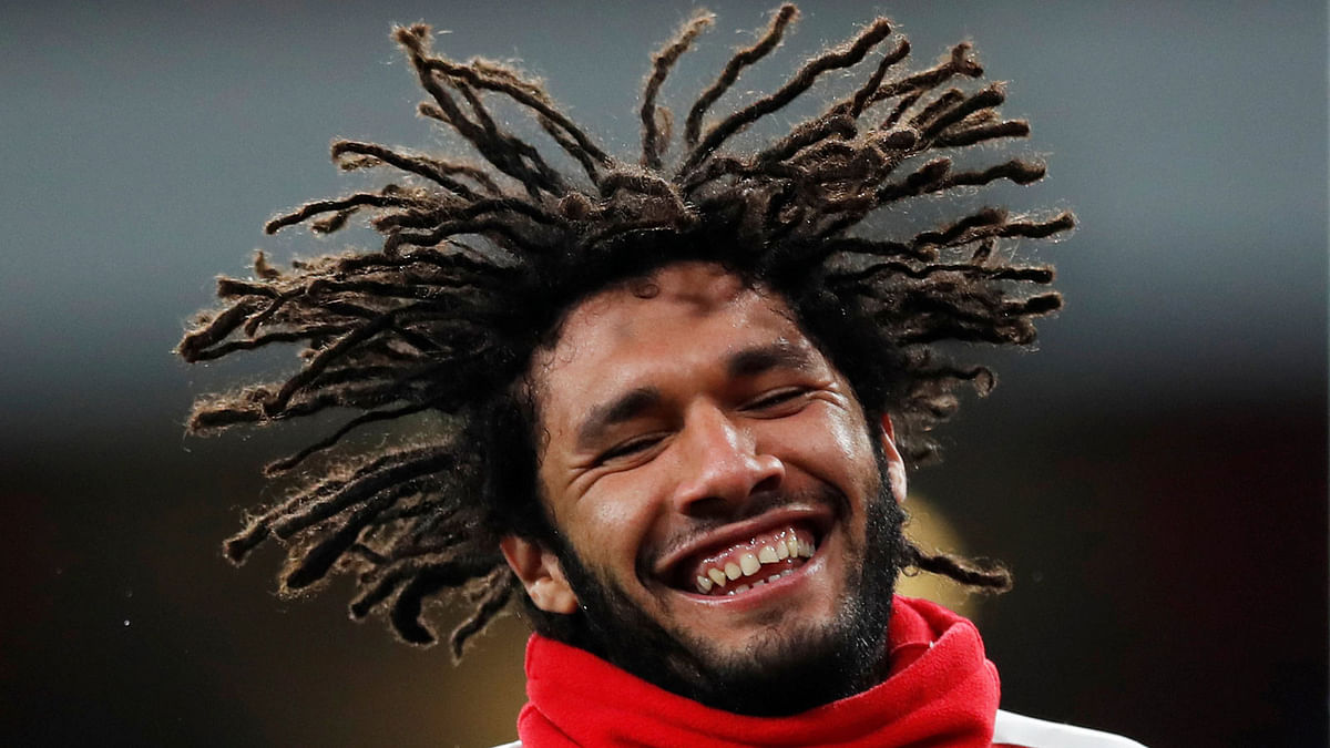 Arsenal`s Mohamed Elneny during the warm up before the match at Emirates Stadium, London, Britain on 22 December 2017. Reuters