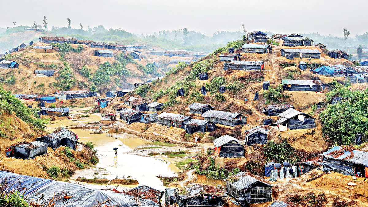 Seen in this photograph is a Rohingya refugee camp in Cox`s Bazar. Many such camps have been set up, cutting hillocks and forests in Teknaf and Ukhia that have threatened local environment and bio-diversity. This photo was taken from Reuters