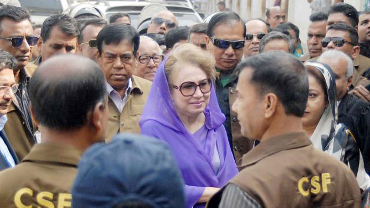 BNP chairperson Khaleda Zia at the court. Prothom alo file Photo