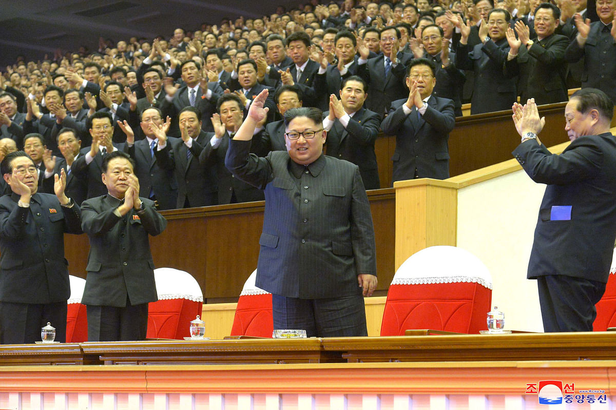 North Korean Kim Jong Un attends a music concert for the Attendants of the 5th Conference of Cell Chairpersons of the Workers` Party of Korea in Pyongyang on 29 December in this photo released by North Korea`s Korean Central News Agency (KCNA) in Pyongyang 30 December 2017. Photo: Reuters