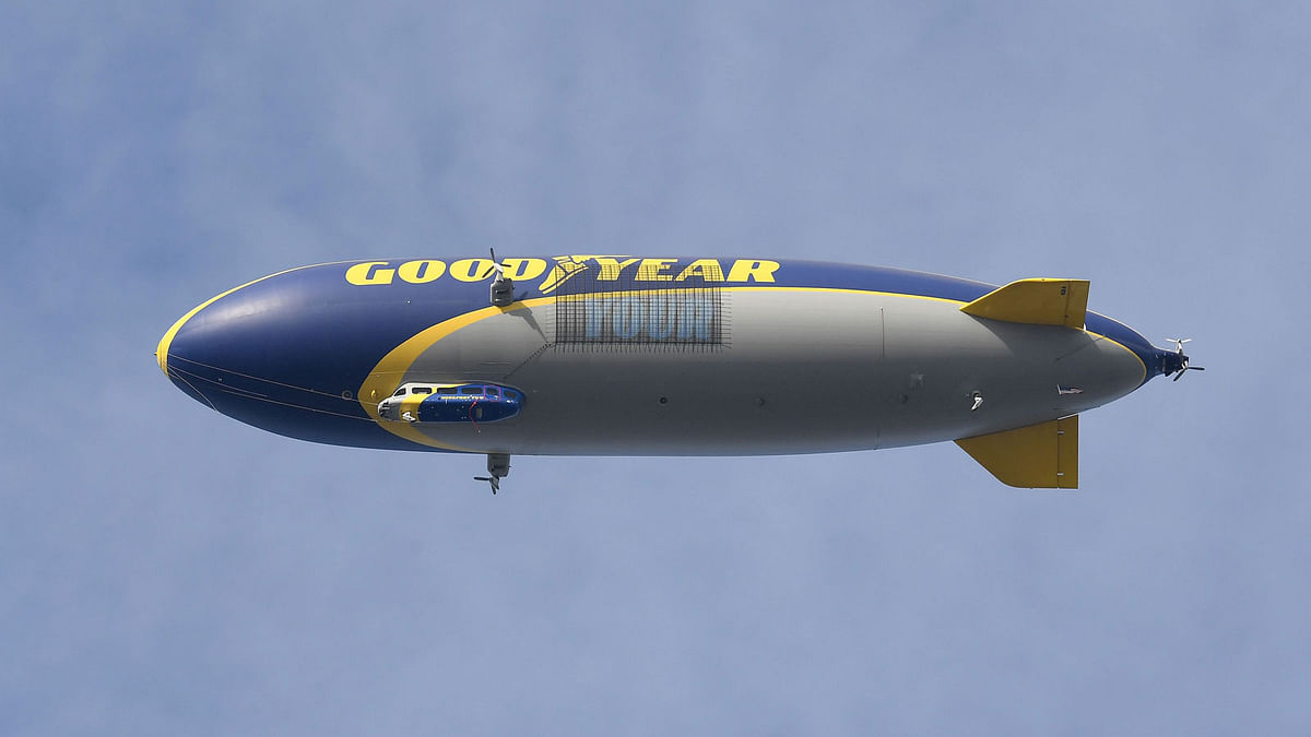 The Goodyear blimp is seen during the 2018 College Football Playoff Semifinal at the Rose Bowl Game presented by Northwestern Mutual at the Rose Bowl on 1 January 2018 in Pasadena, California. Photo: AFP