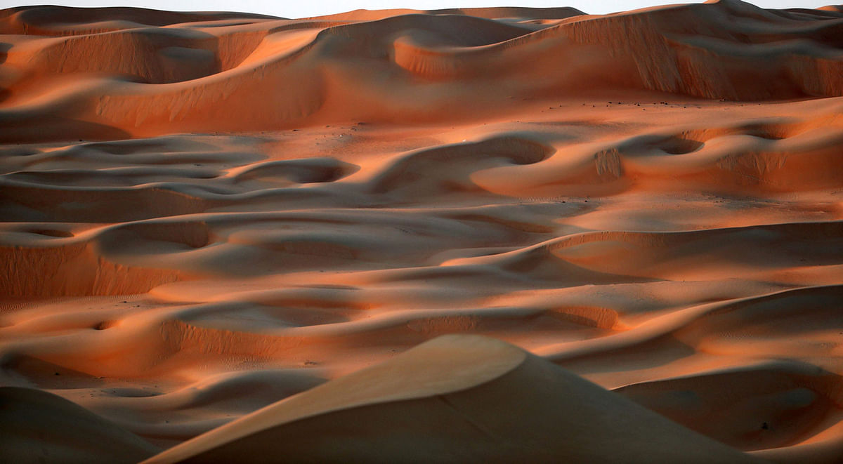 A general view shows the Liwa desert, some 250 kilometres west of the Gulf emirate of Abu Dhabi, during the Liwa 2018 Moreeb Dune Festival on 1 January 2018. Photo: AFP