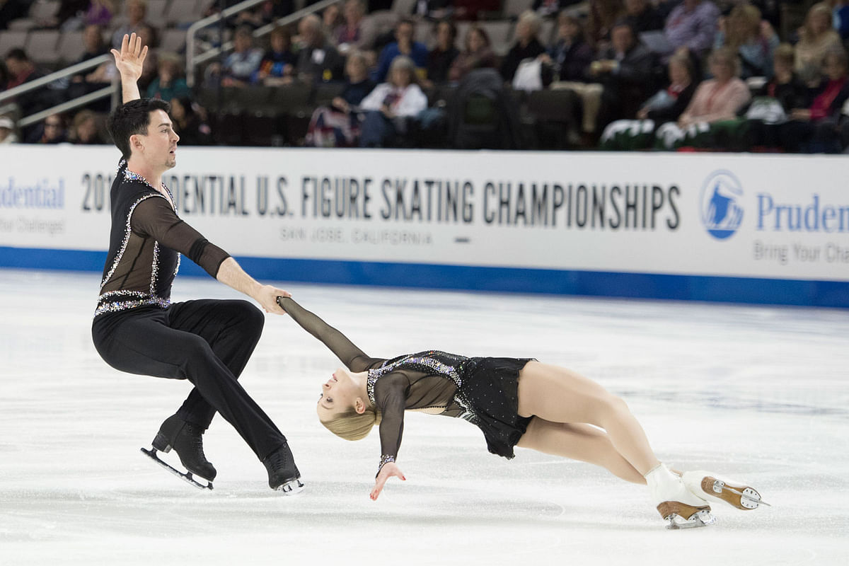 Caitlin Fields and Ernie Utah Stevens performs in the pairs short program during the 2018 US. Photo: Reuters