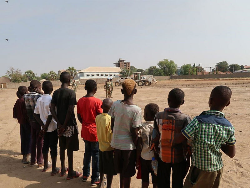 UNMISS is contributing to the third National Unity Day in Juba by means of its Bangladeshi Engineering Contingent, which is renovating football fields in the capital.