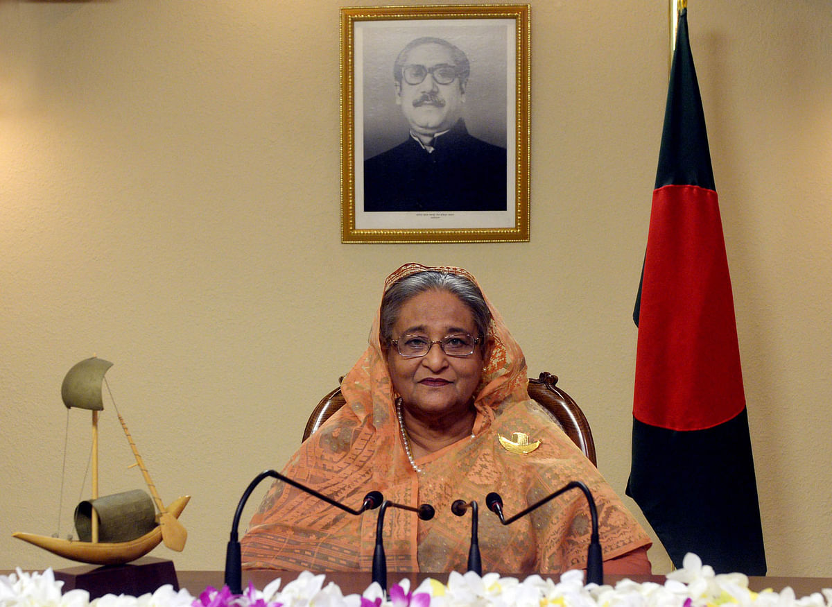 Prime minister Sheikh Hasina addresses the nation on Friday. Photo: PID