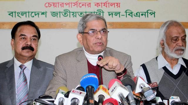 BNP secretary general Mirza Fakhrul Islam Alamgir speaks in a press conference on Saturday. Photo: Focus Bangla